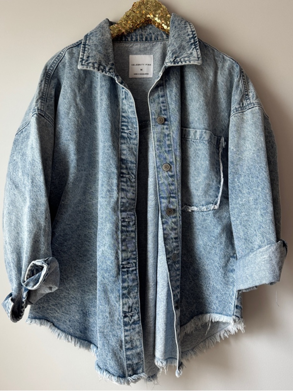 Raw hem denim Shacket